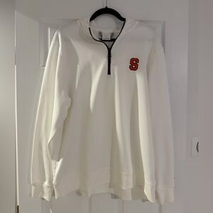 Nike White Zip-Up Sweater with Hood with Syracuse Embroidery Patch - L
